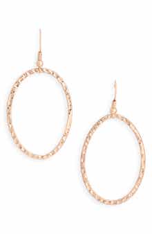 Karine Sultan Hammered Open Oval Drop Earrings