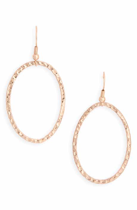 Karine Sultan Hammered Open Oval Drop Earrings