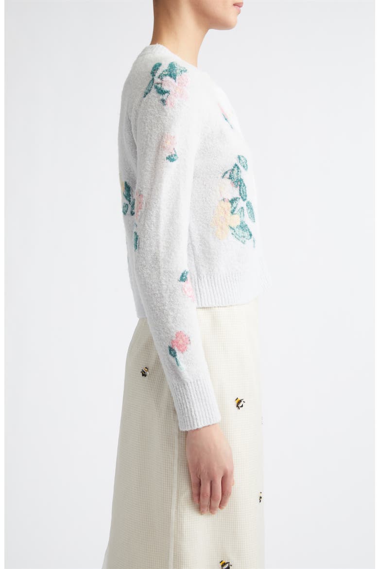 Clemence Crop Floral Intarsia Wool Blend Cardigan, Alternate, color, MULTI CLEMATIS INTARSIA