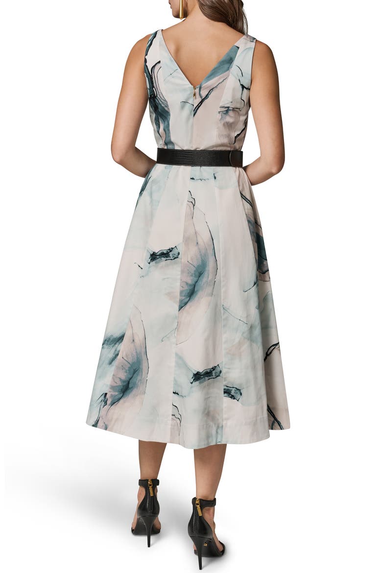 Belted A-Line Midi Dress, Alternate, color, SKYLIGHT MULTI