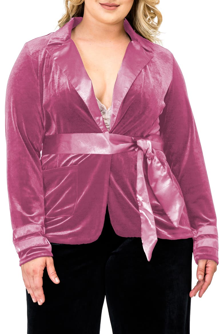 Lottie Velvet & Satin Jacket, Main, color, ROSE