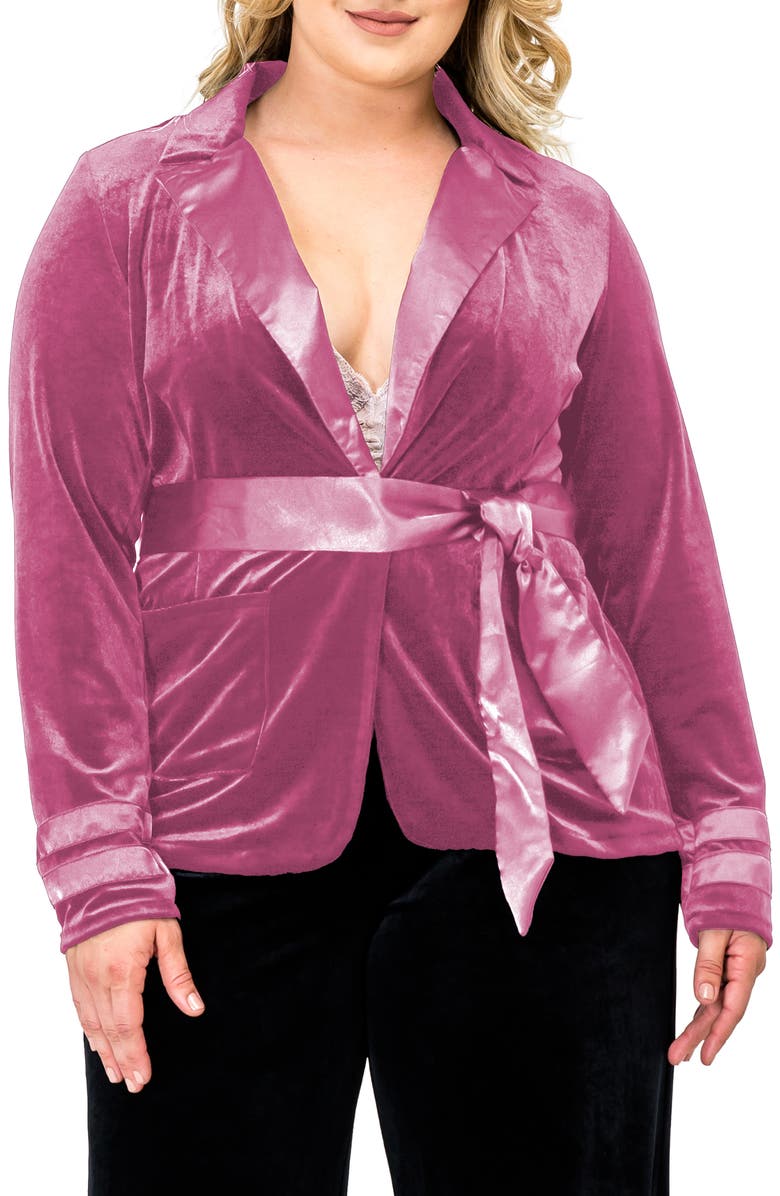 Standards & Practices Lottie Velvet & Satin Jacket, Main, color, Rose