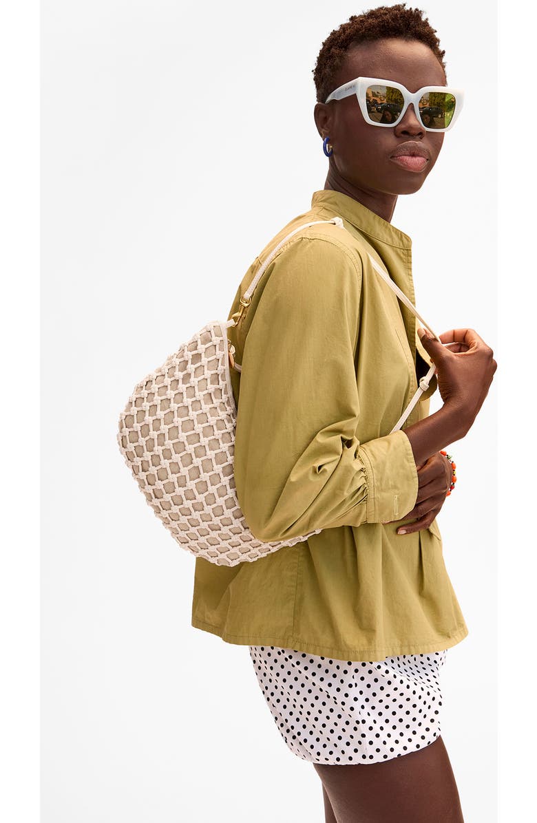 Clare V. Lune Shoulder Bag, Alternate, color, White Knot Woven Leather