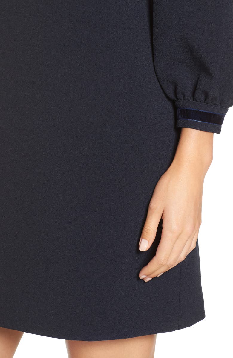 1901 Velvet Trim Shift Dress, Alternate, color, Navy