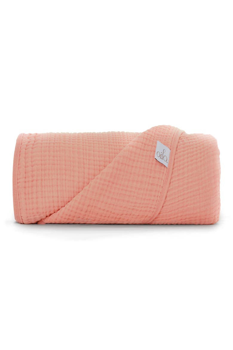Organic Cotton Muslin Throw Blanket, Main, color, ROSE