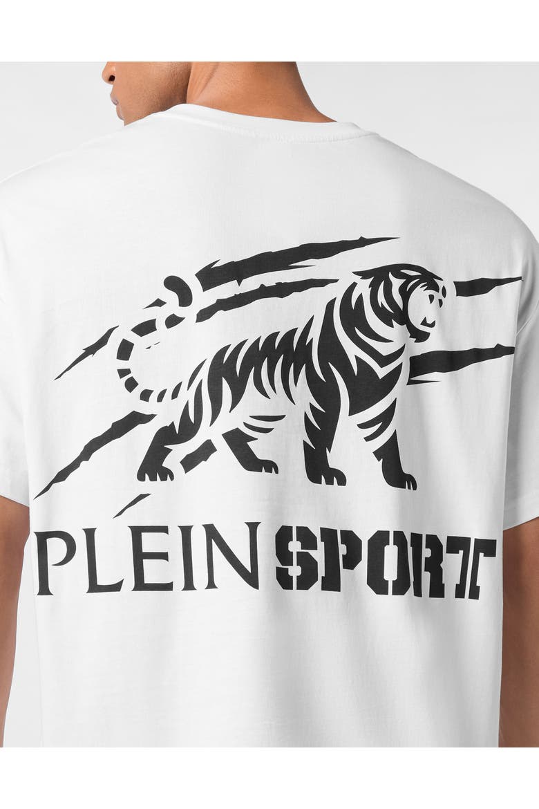 Round Neck T-Shirt Tiger Scratch Men, Alternate, color, white