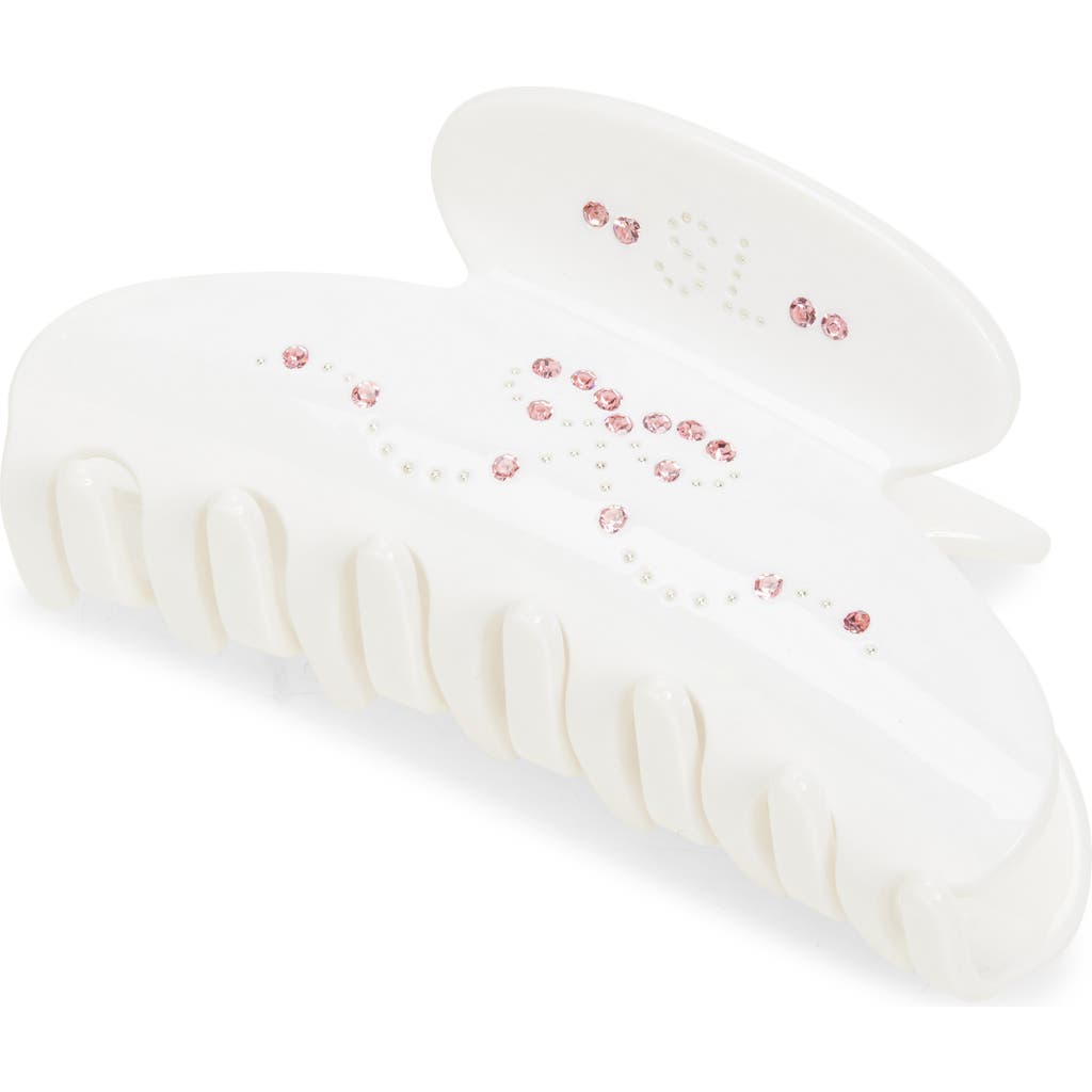 Sandy Liang Princess Crystal Embellished Claw Clip In White