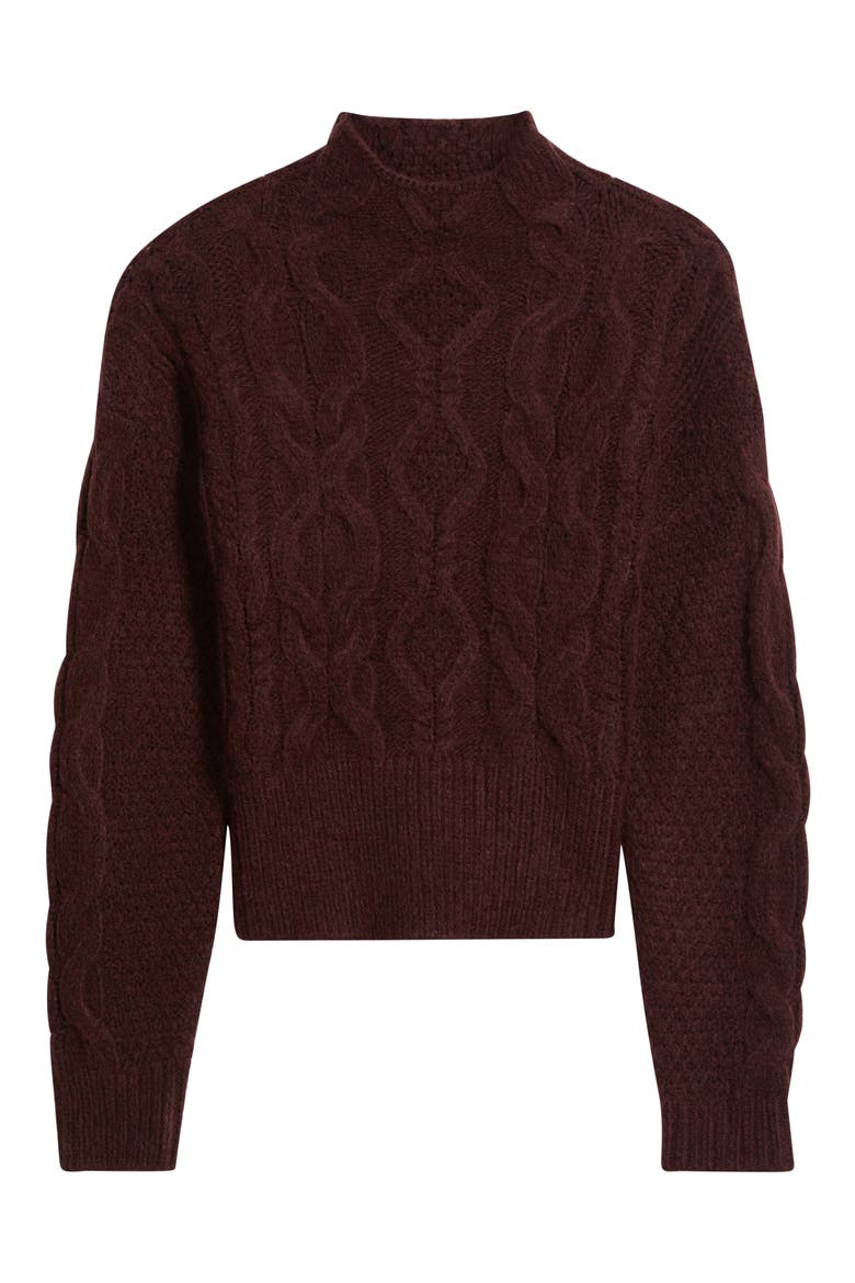 Reba Funnel Neck Cable Sweater, Alternate, color, OXBLOOD