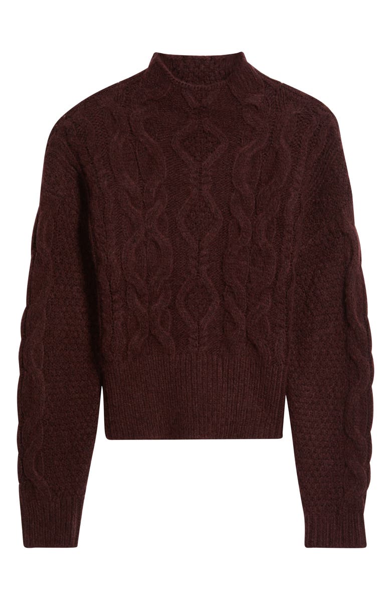 525 america Reba Funnel Neck Cable Sweater, Alternate, color, Oxblood