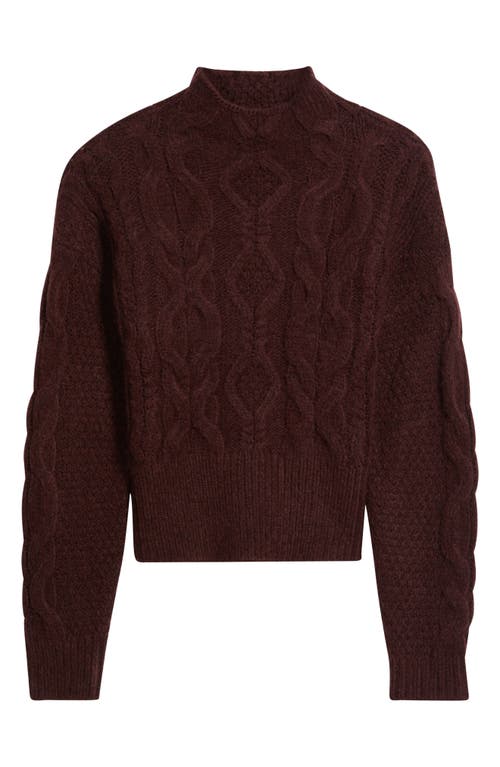 525 Reba Funnel Neck Cable Sweater In Burgundy