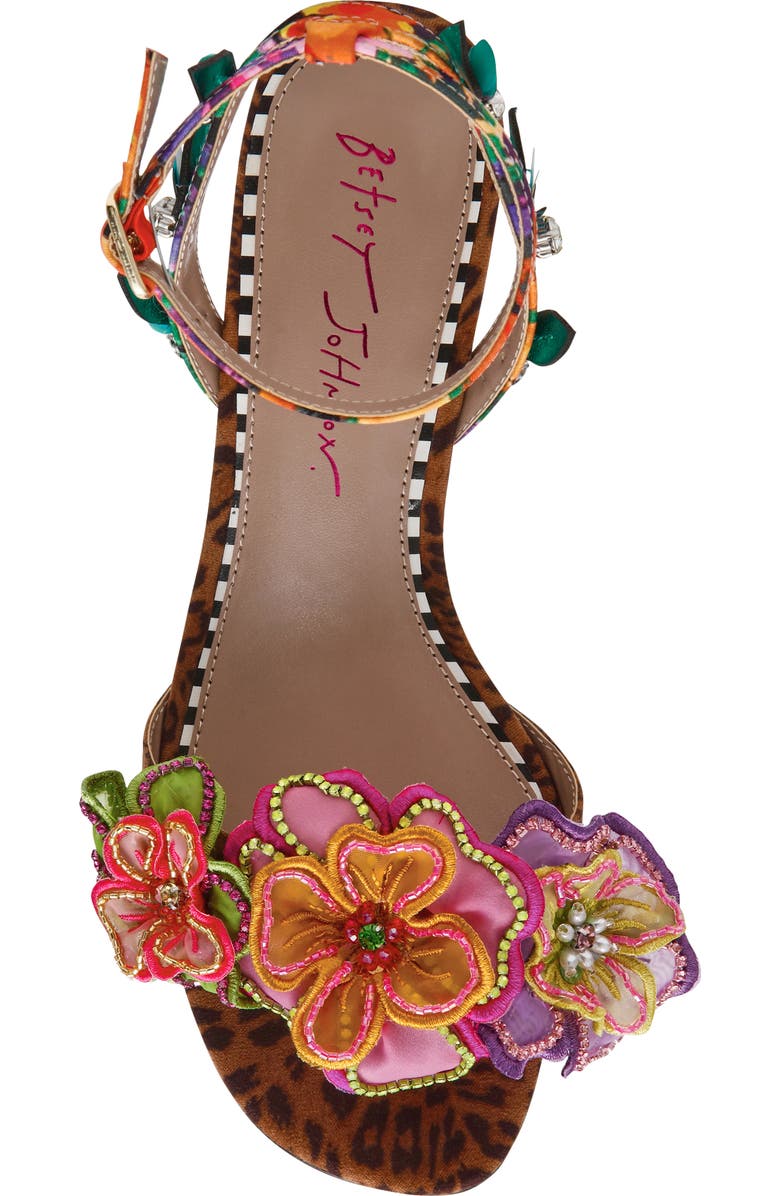 Betsey Johnson Spenser Ankle Strap Wedge Sandal, Alternate, color, Leopard Multi