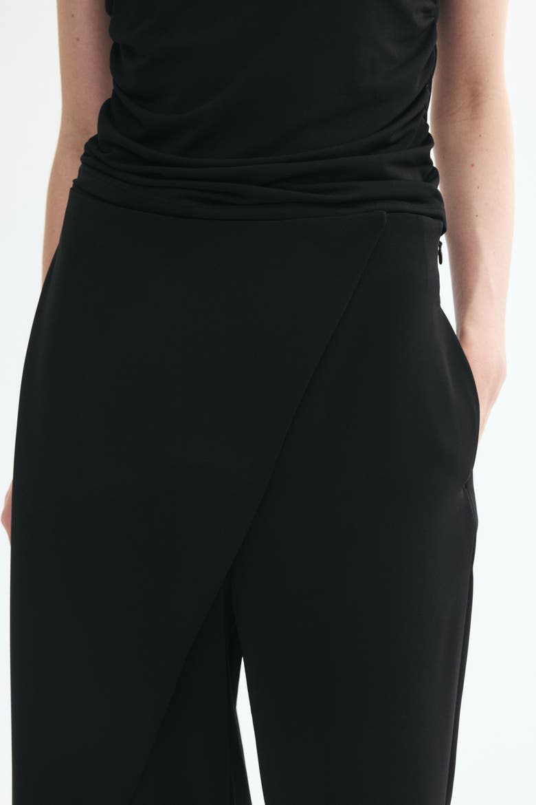 Wrap-detail Twill Pants, Alternate, color, Black