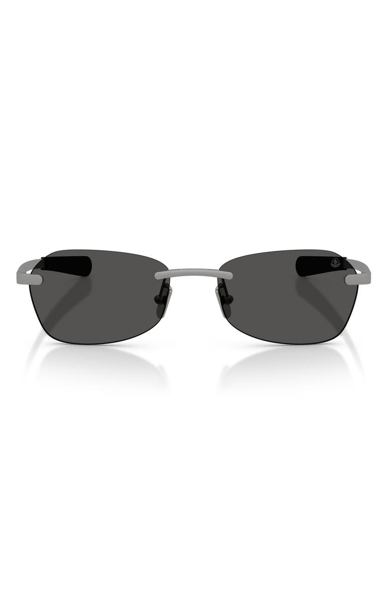 Moncler Orris 55mm Irregular Sunglasses, Main, color, Matte Frozen / Solid Grey