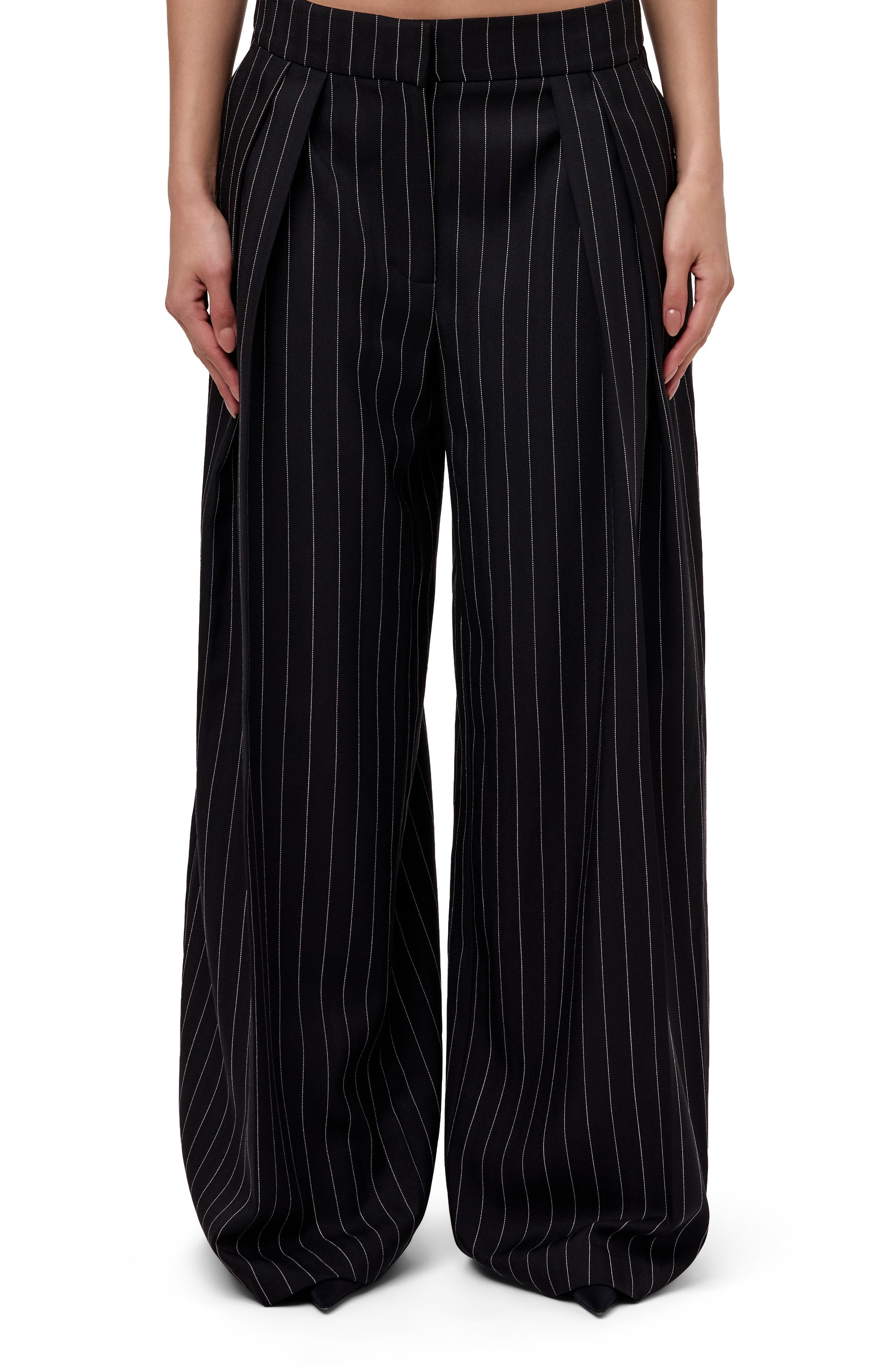Pinstripe Wide Leg Pants
