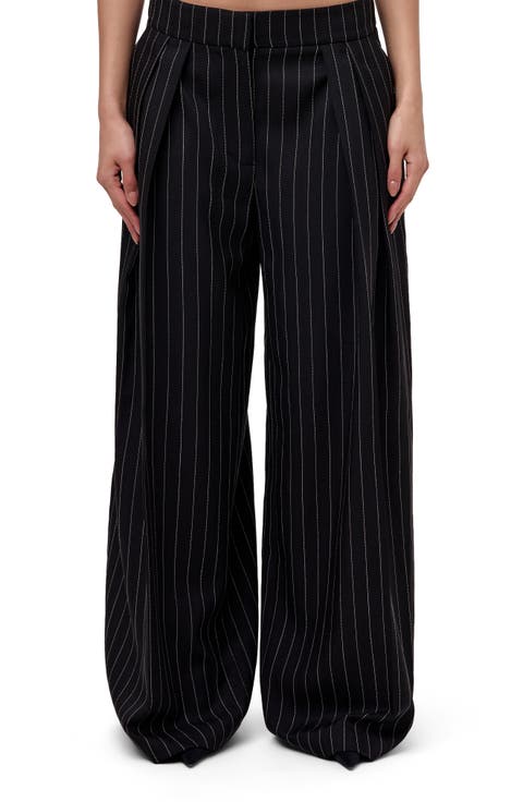 Pinstripe Wide Leg Pants