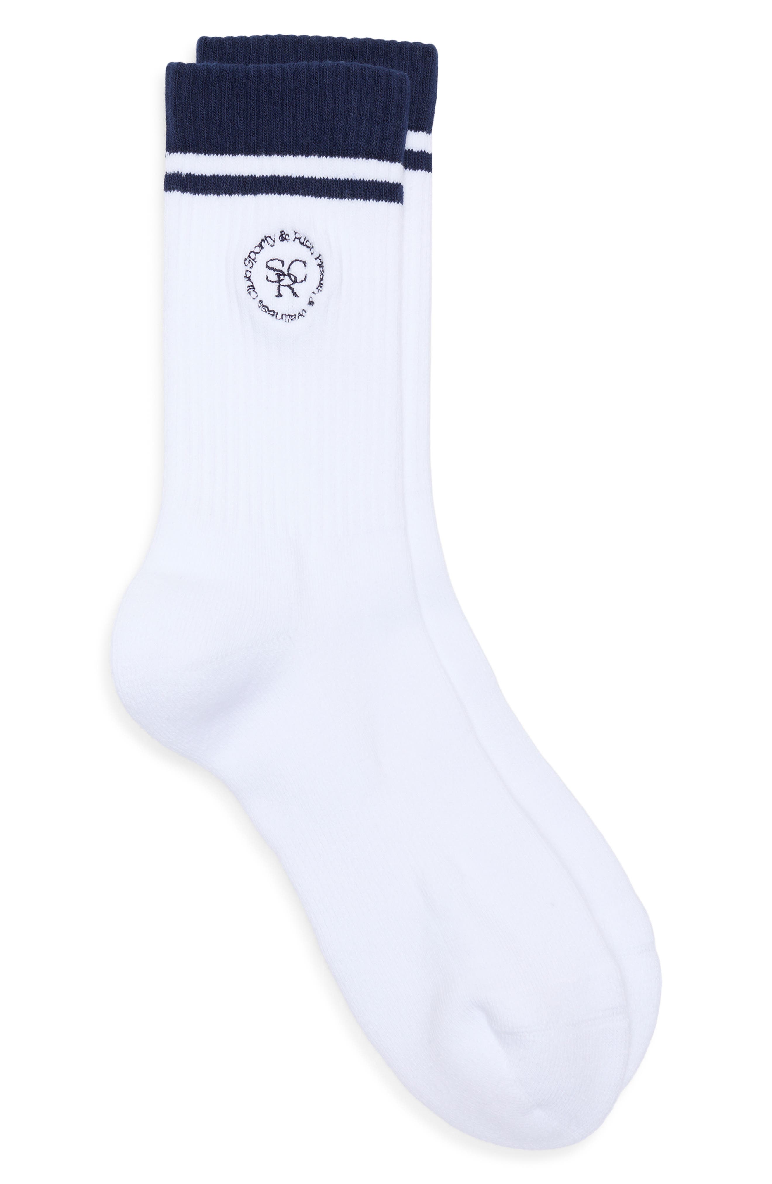 Sporty And Rich Sporty & Rich Stripe Rib Socks In White