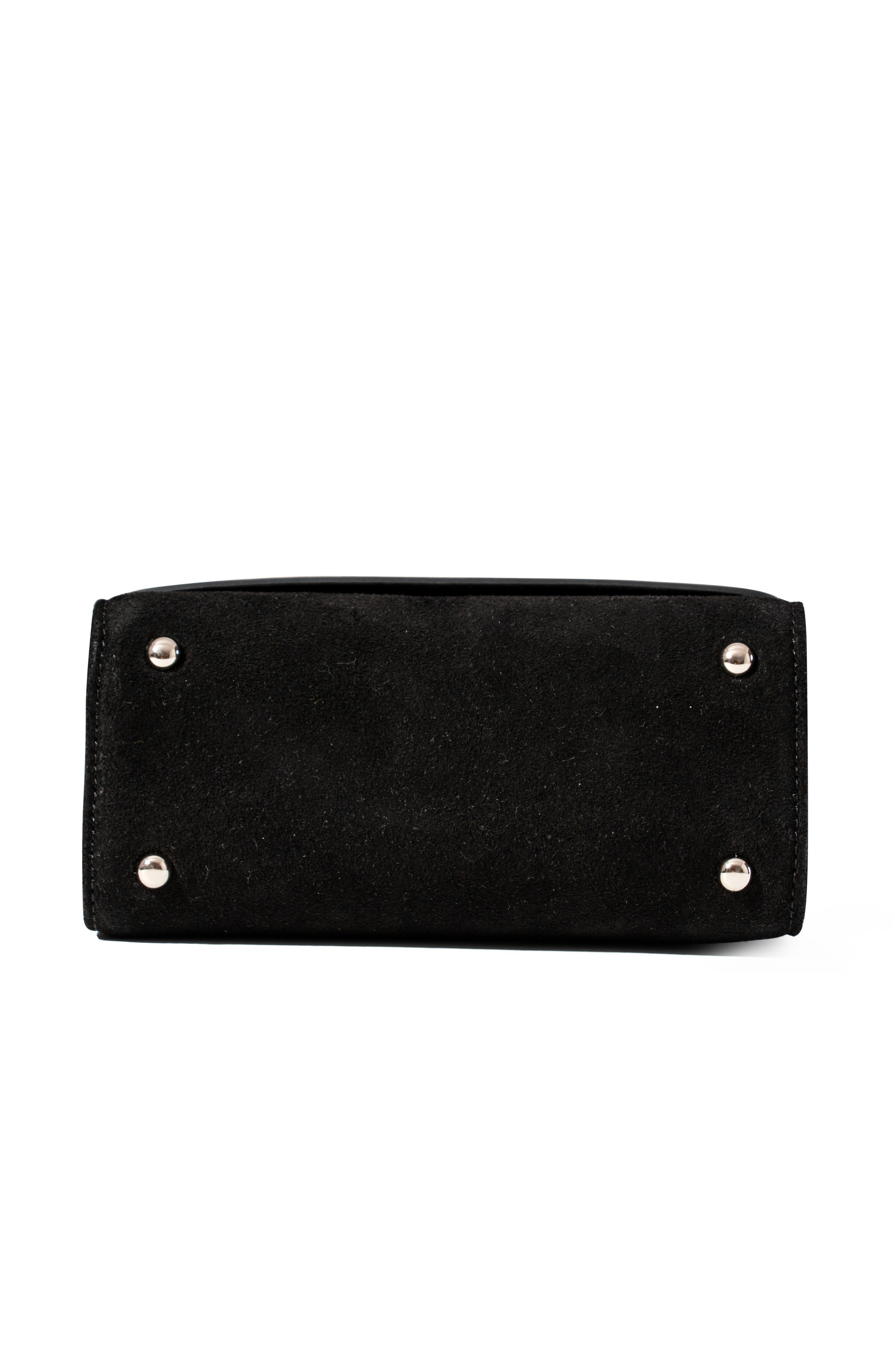 LILI Suede and Patent Leather Top Handle Mini Bag, Alternate, color, Black