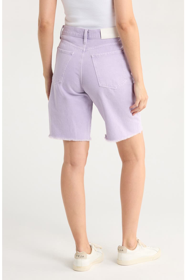 Frayed Denim Bermuda Shorts, Alternate, color, PURPLE