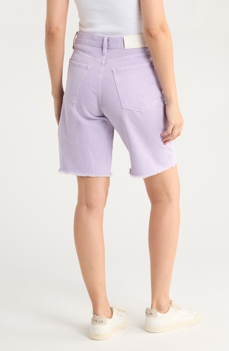 7 For All Mankind Frayed Denim Bermuda Shorts, Alternate, color, Purple