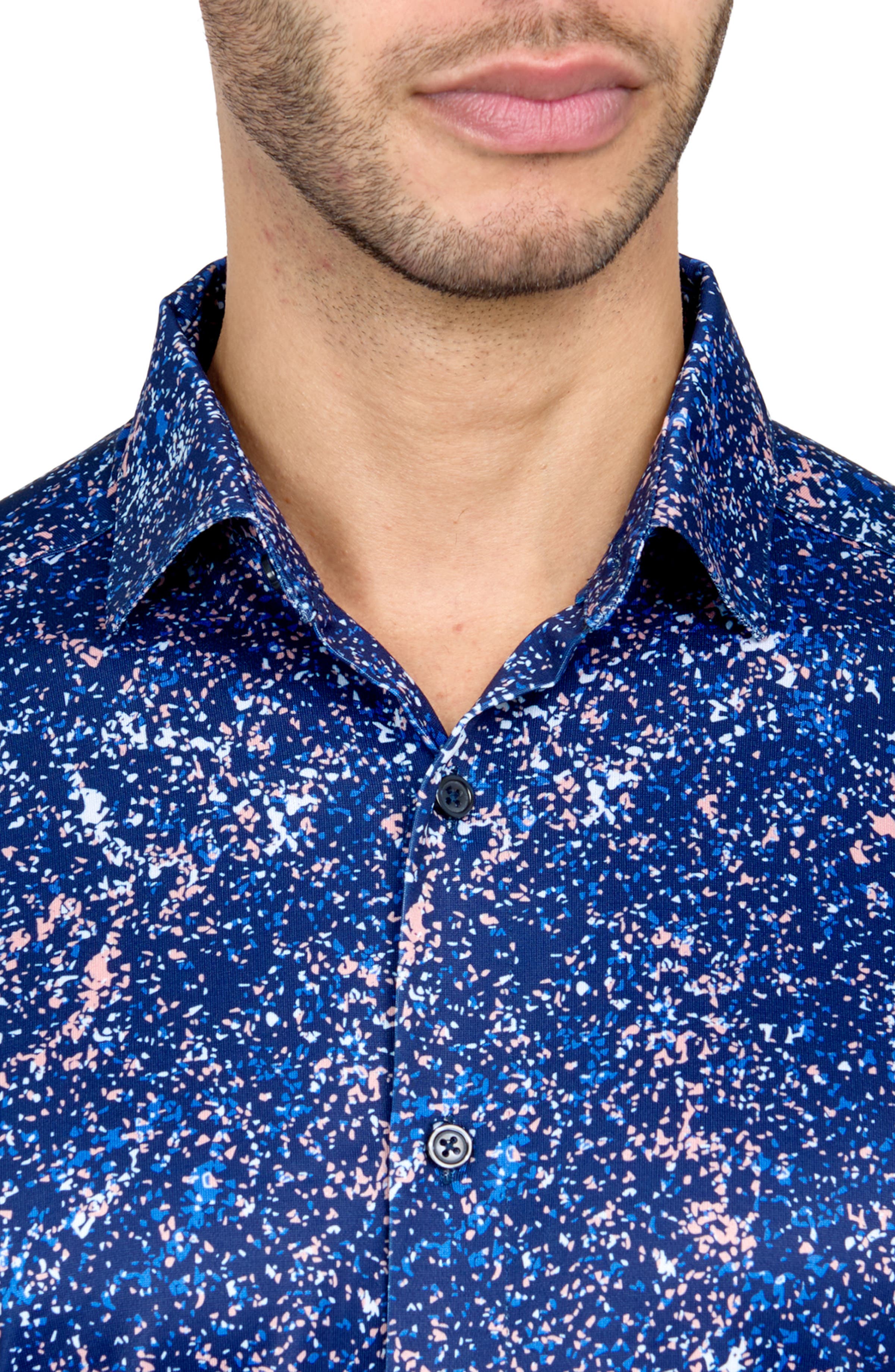 Regular Fit Splatter Print Recycled Performance Golf Button-Down Shirt - image 4