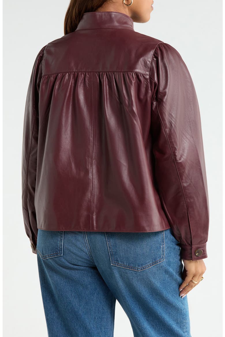 Leather Swing Jacket, Alternate, color, BURGUNDY ROYALE