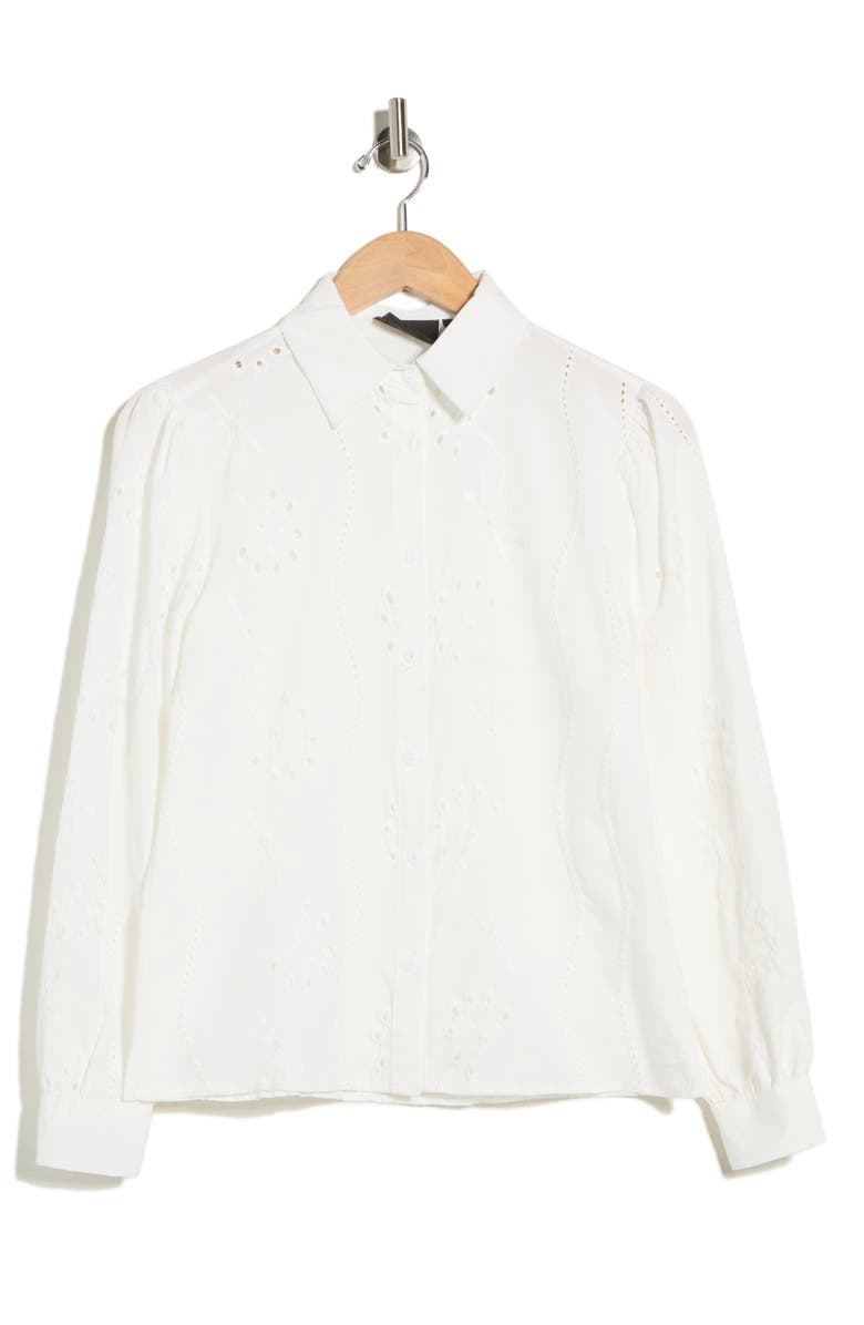 Forgotten Grace Eyelet Hidden Placket Top, Main, color,