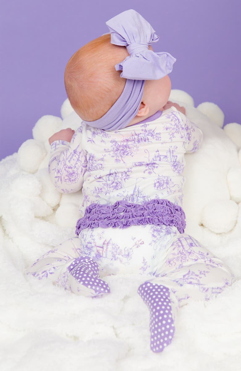 RuffleButts Castle Toile Ruffle Convertible Zip Footie, Alternate, color,