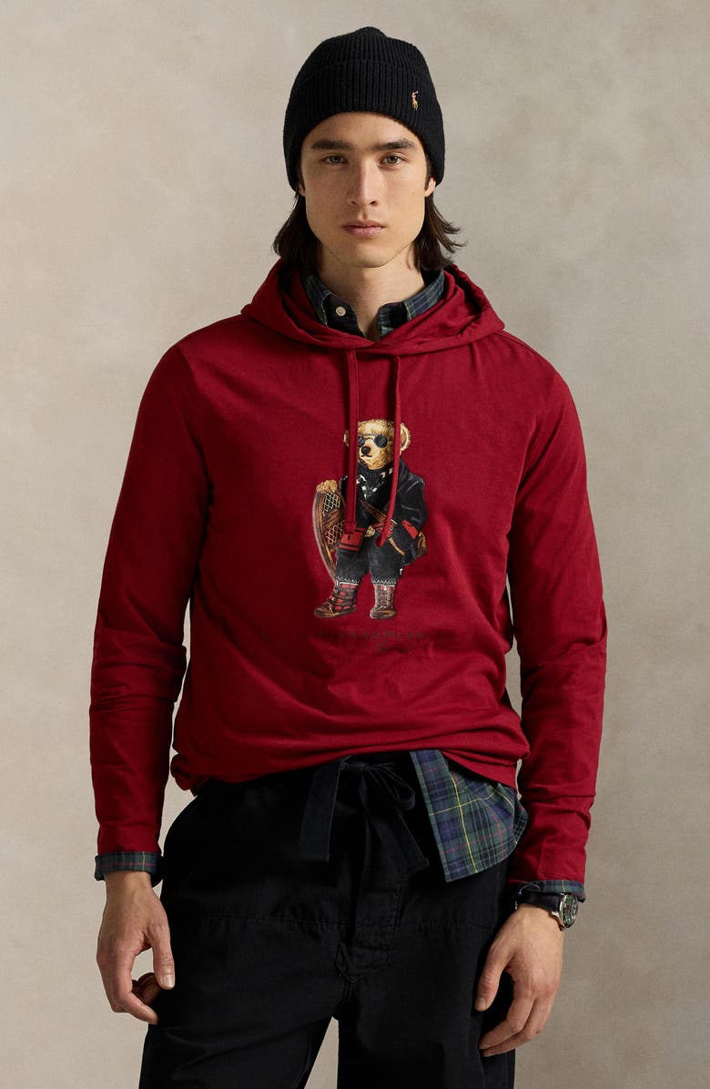 Polo Ralph Lauren Polo Bear Jersey Graphic Hoodie, Alternate, color, Fa25 Holiday Red Holiday Bear