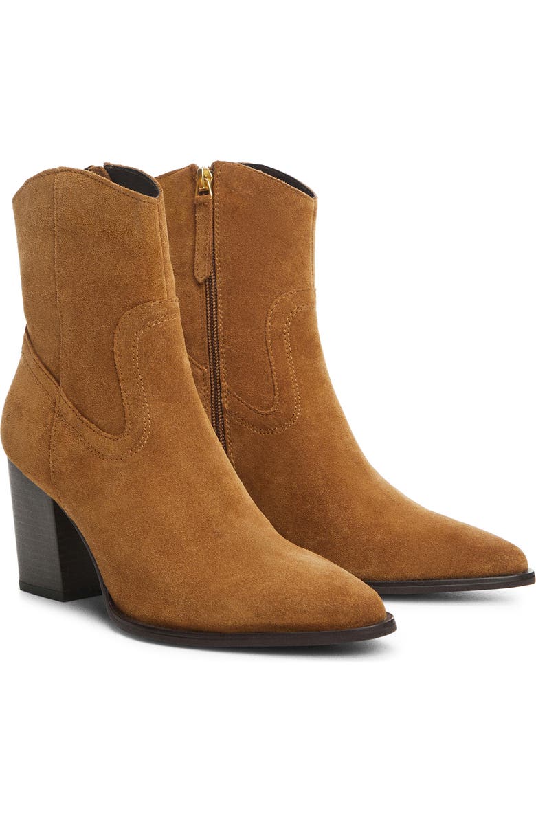 MANGO Size Zip Western Boot, Main, color, Tobacco Brown