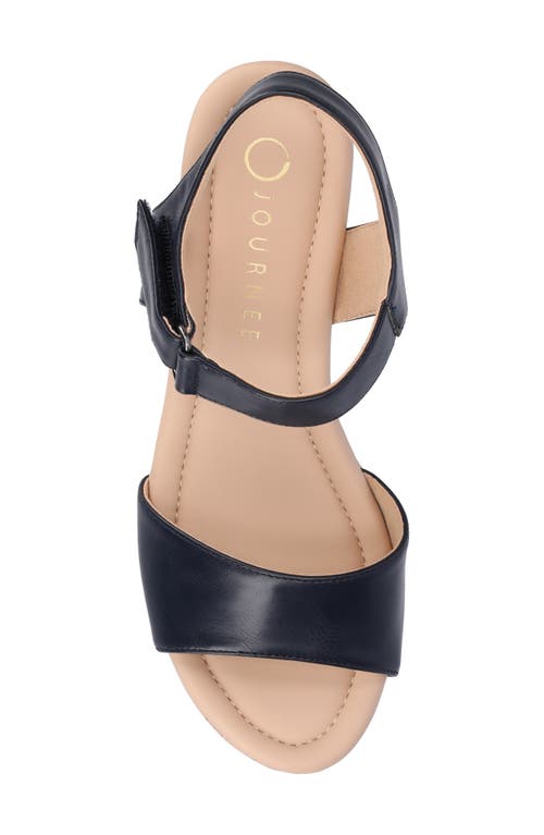Journee Collection Ranae Platform Wedge Cork Sandal In Navy