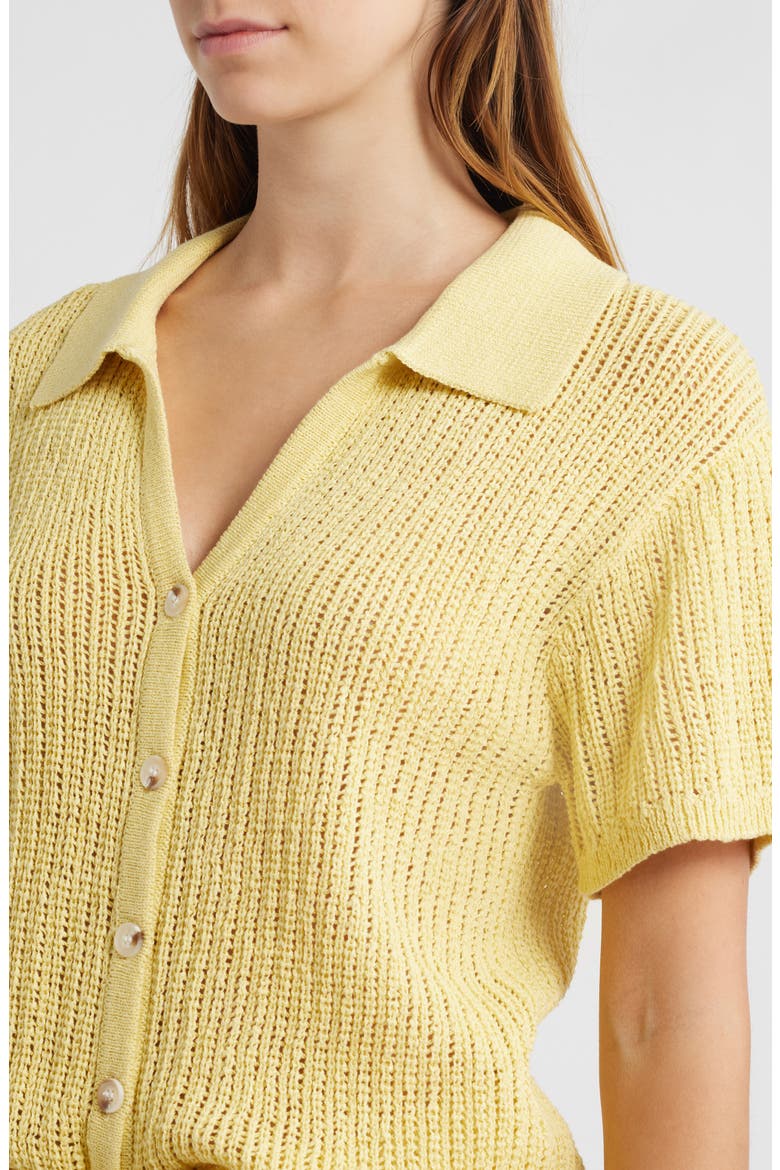 Sunny Open Stitch Button-Up Sweater, Alternate, color, GOLDEN YELLOW