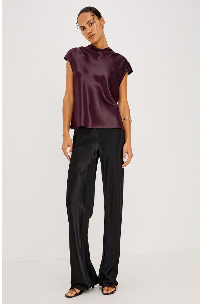 Loretta Cowl Neck Cap Sleeve Top, Alternate, color, WINE