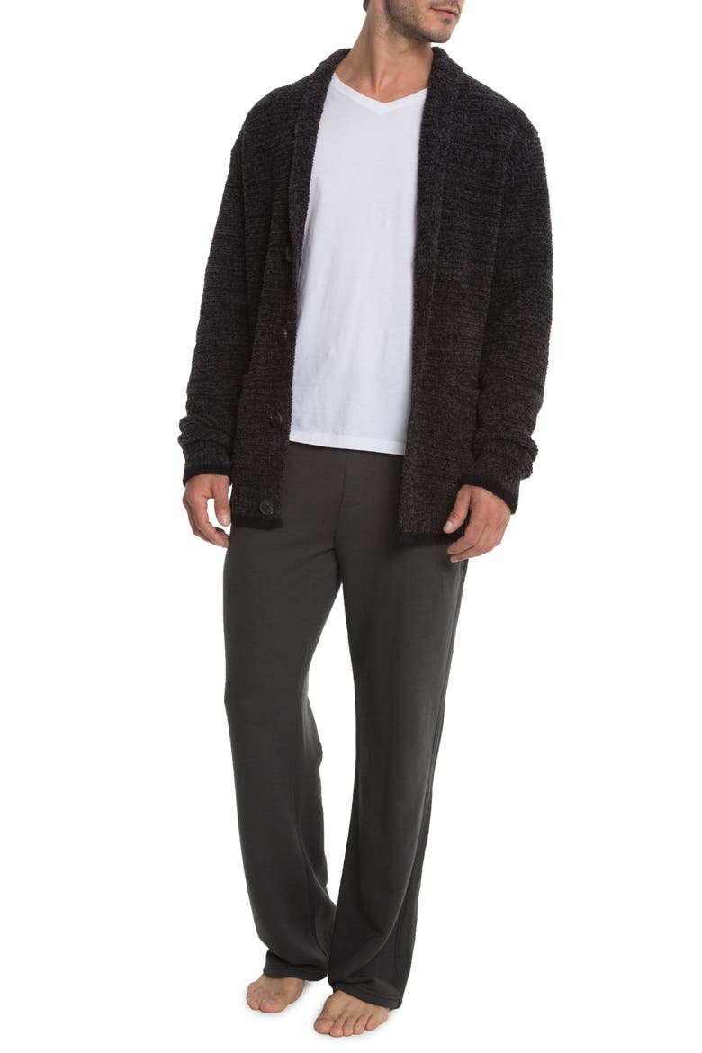 Barefoot Dreams Shawl Collar Cardigan, Alternate, color, CARBON/ BLACK