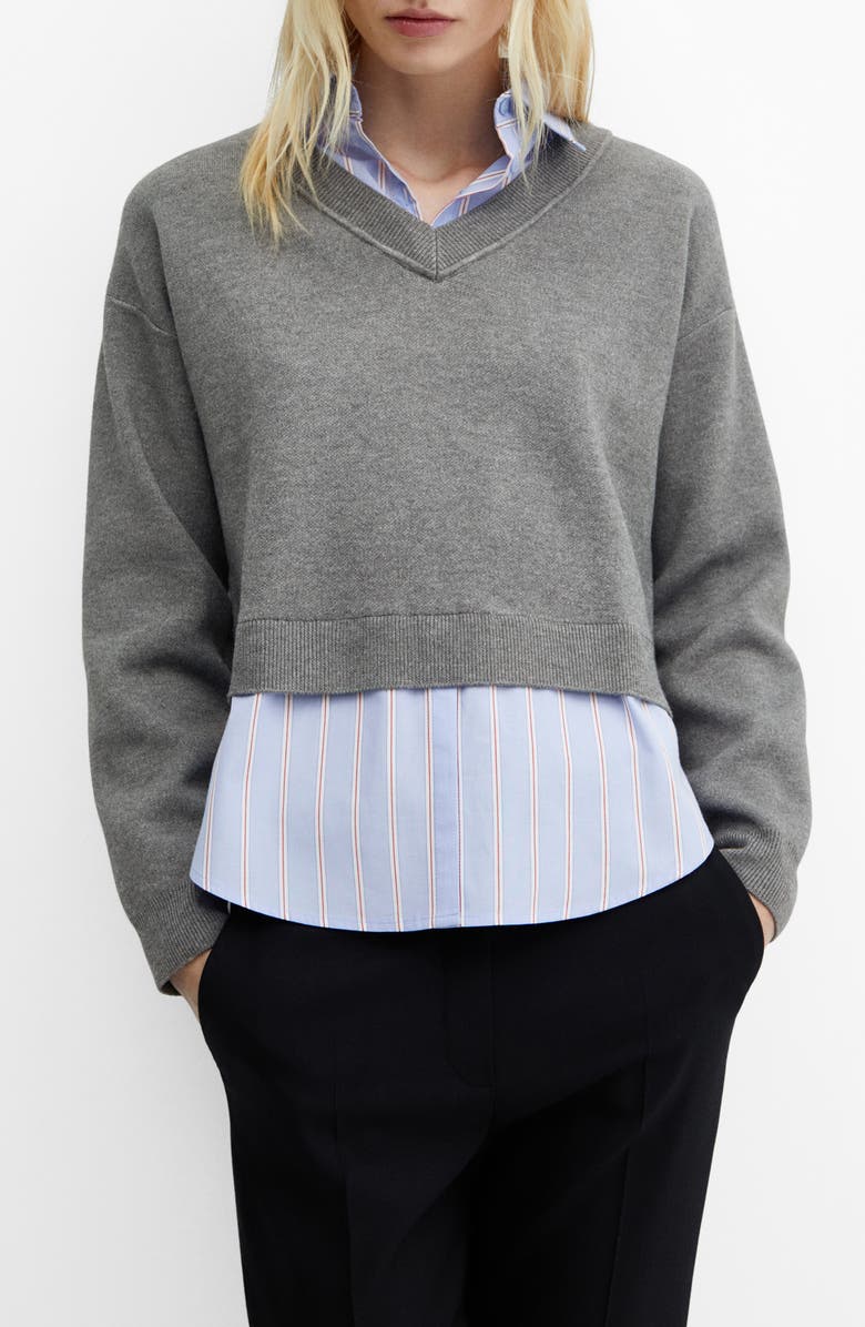 MANGO Layered Look Sweater, Main, color, 