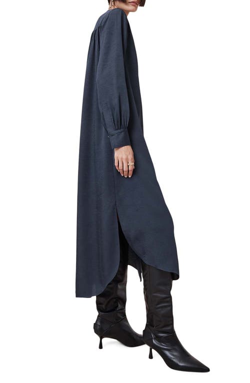 ALLSAINTS ALLSAINTS AGGIE LONG SLEEVE TEXTURED WOVEN MIDI SHIRTDRESS 