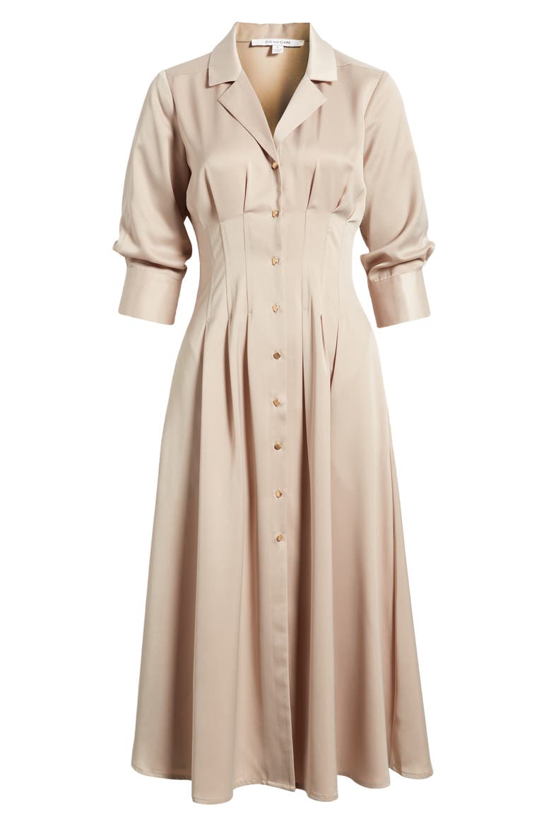 Pleat Midi Shirtdress, Alternate, color, TAUPE