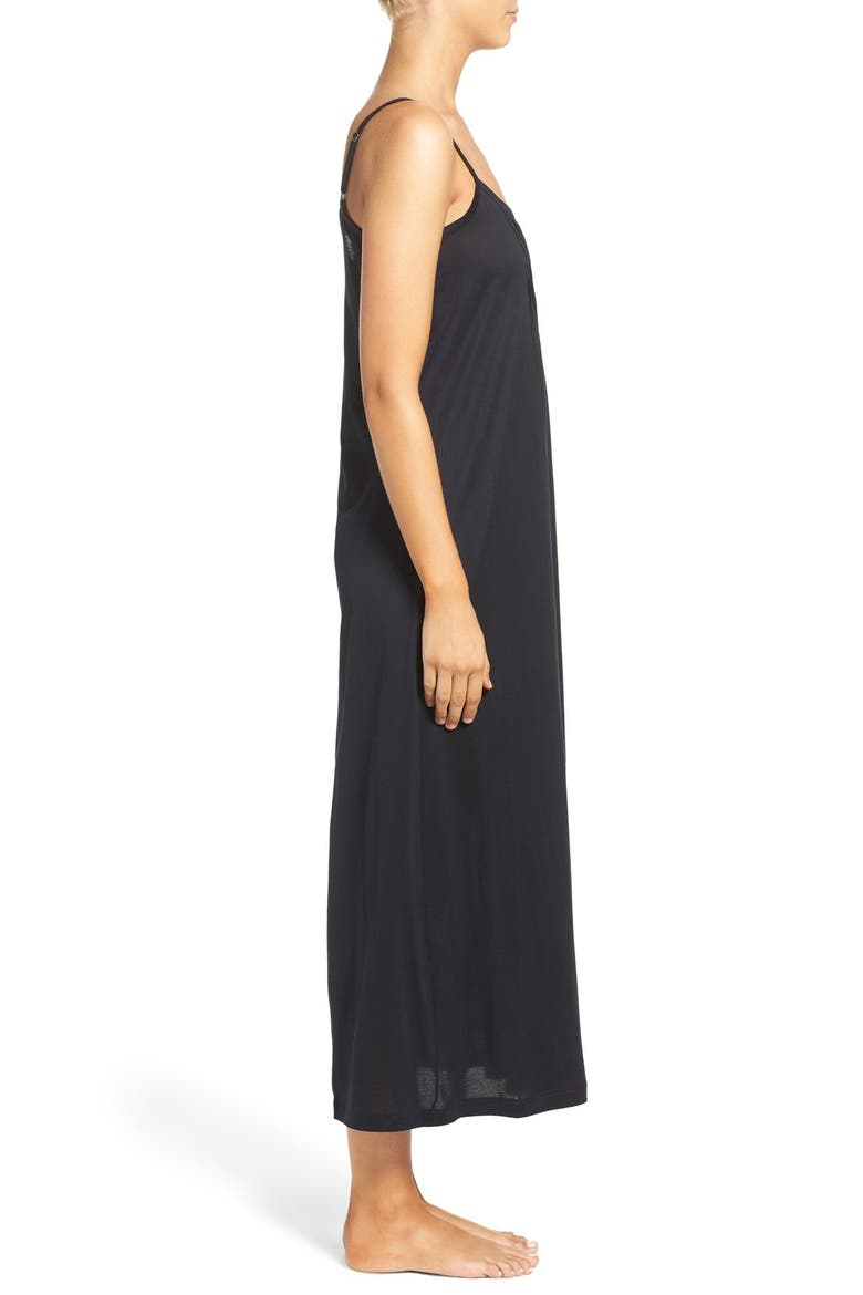 Juliet Pleat Neck Cotton Nightgown, Alternate, color, BLACK