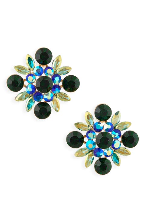 Crystal Flower Stud Earrings