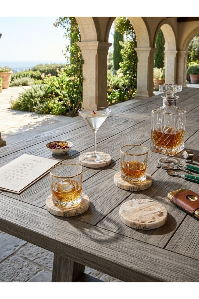 Tasmania Brown Onyx Coasters, Set of 4, Alternate, color, Beige
