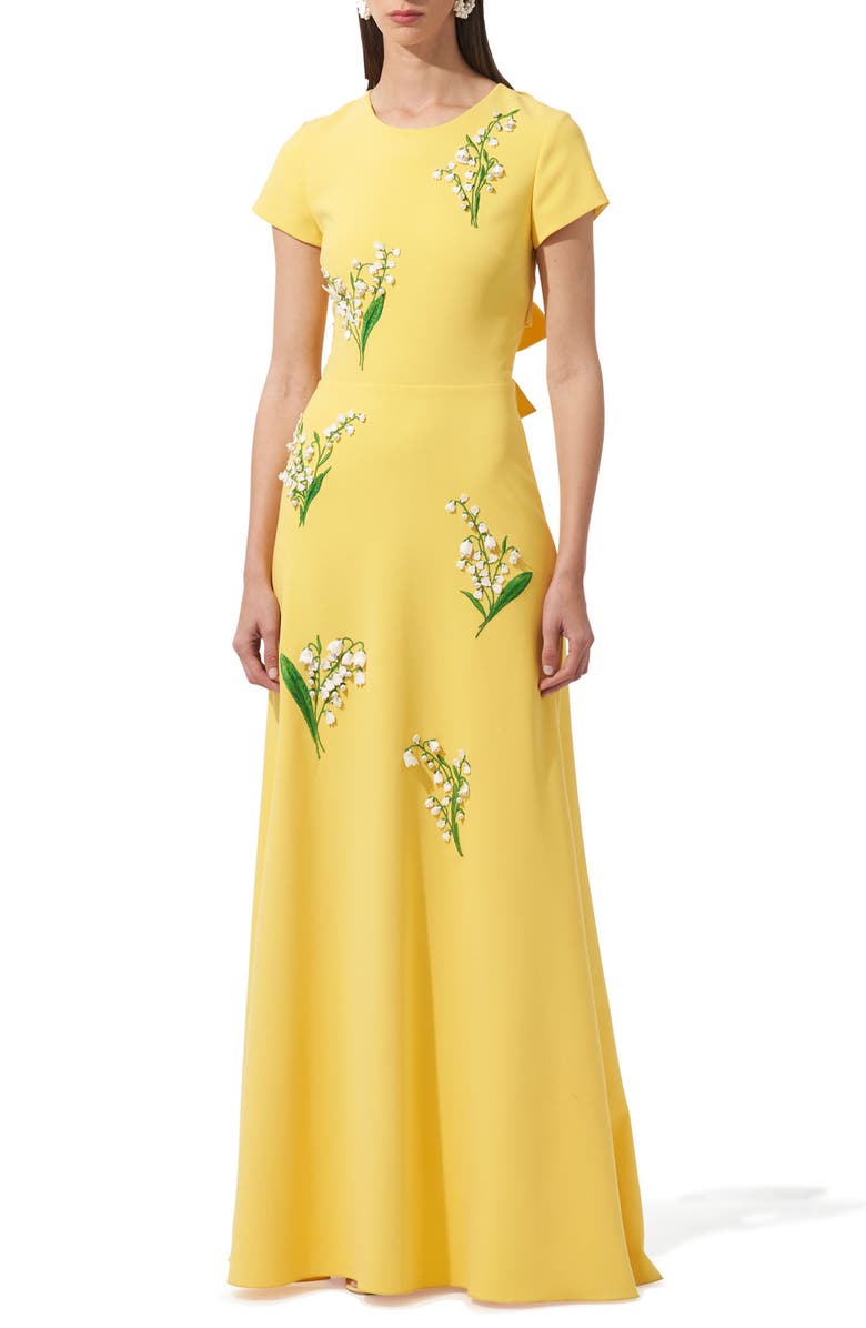 Carolina Herrera Embellished Bow Back Gown, Alternate, color,