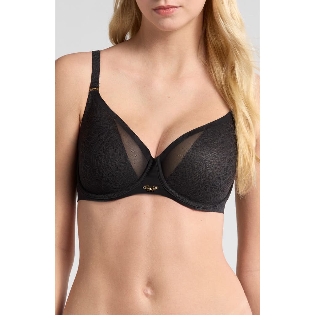 Chantelle Lingerie Pure Lace Unlined Underwire Minimizer Bra In Black