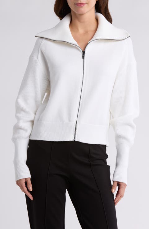 Wide Collar Zip Cardigan