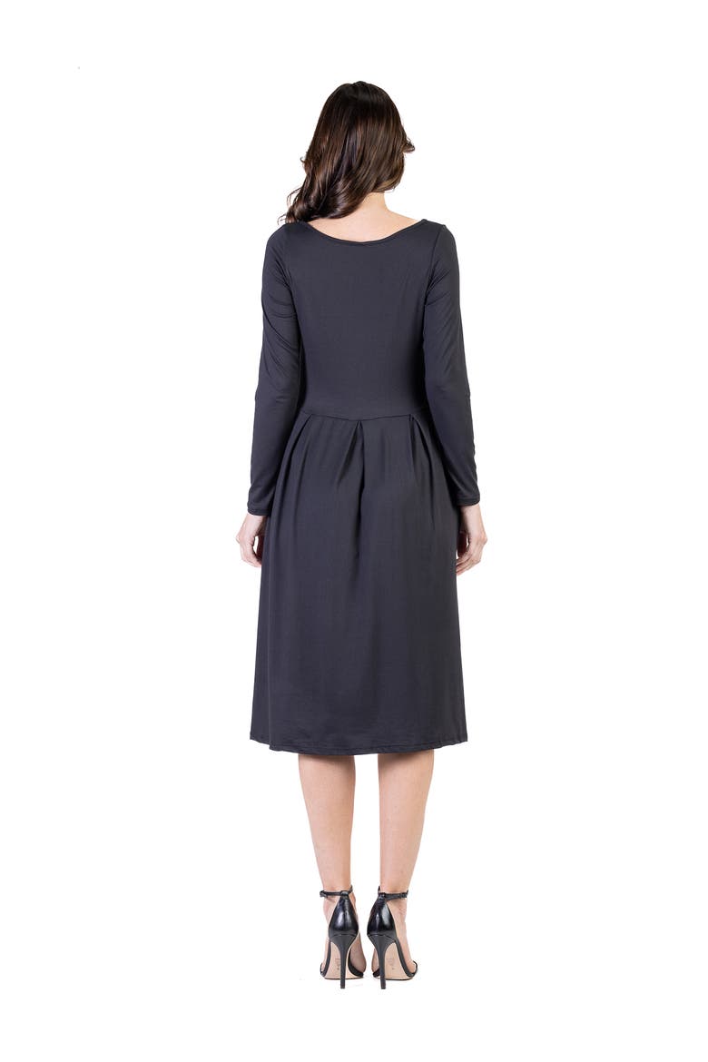 Midi Length Fit N Flare Pocket Dress, Alternate, color, Black