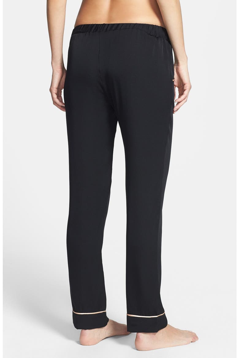 'Ava' Silk Pajama Pants, Alternate, color, BLACK