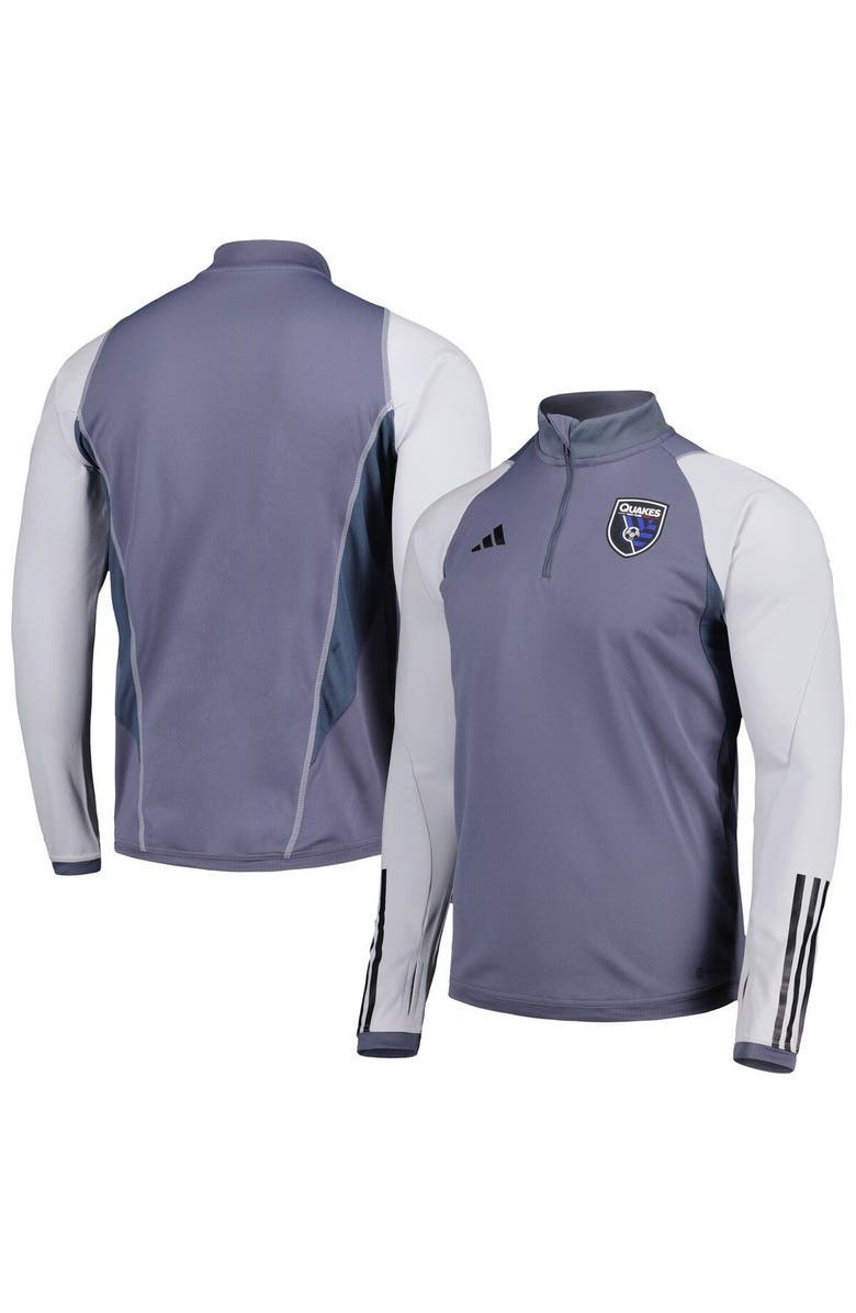 adidas Men's adidas Gray San Jose Earthquakes 2024 On-Field AEROREADY Quarter-Zip Training Top, Main, color,