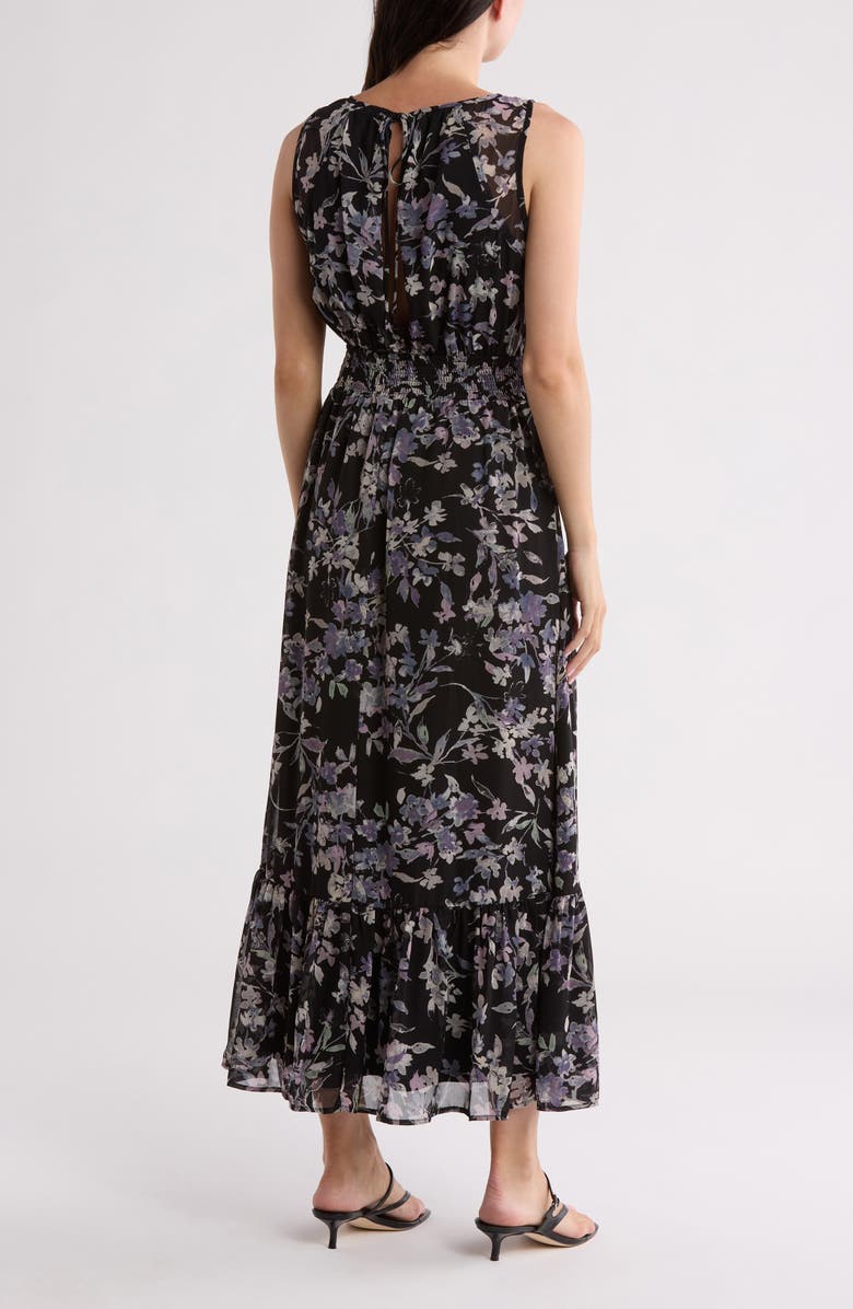 Lovestitch Floral Chiffon Maxi Dress, Alternate, color, Black/Lavender