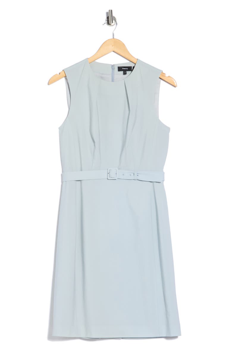 Pleat Neck Virgin Wool Blend Dress, Main, color, SKYWRITING