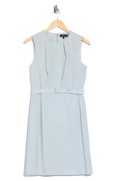 Pleat Neck Virgin Wool Blend Dress