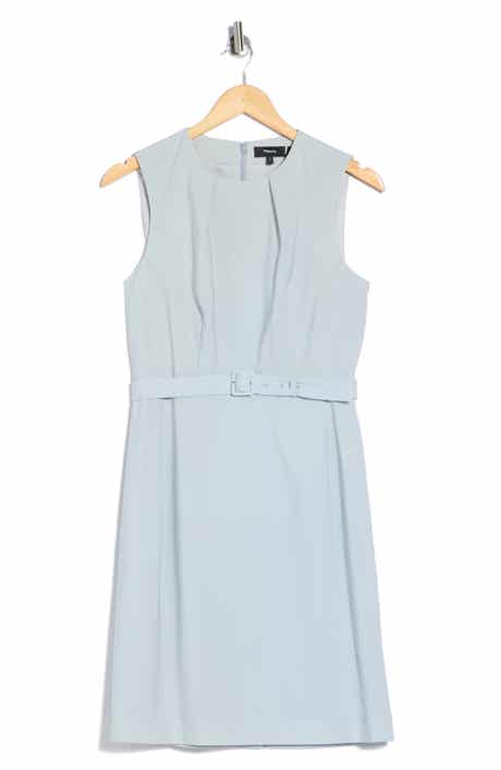 Theory Pleat Neck Virgin Wool Blend Dress