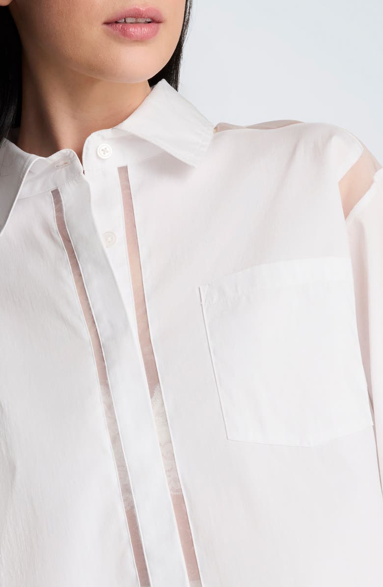 Kenneth Cole Sheer Panel Crop Shirt, Alternate, color, Pure White